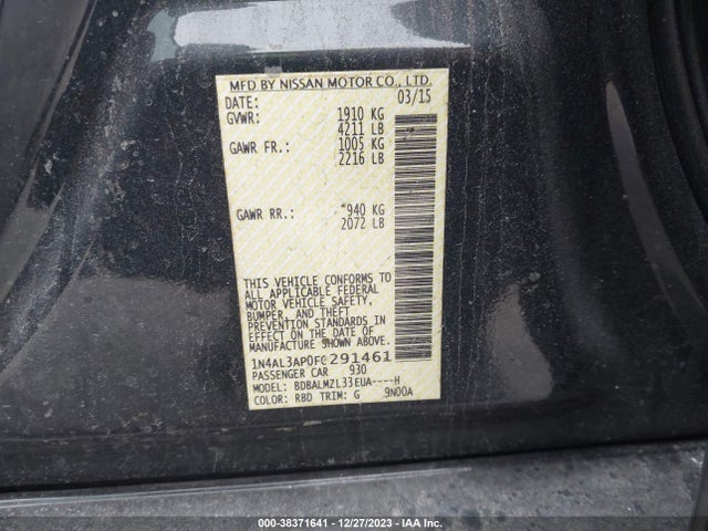 Nissan Altima 2.5 Sv 2015 1N4AL3AP0FC291461 Image 9