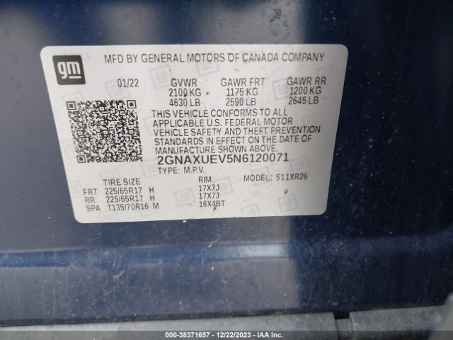 2022 CHEVROLET EQUINOX 2GNAXUEV5N6120071 Photo 8