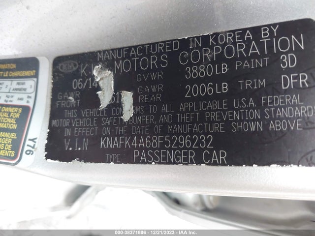 KIA FORTE LX 2015 KNAFK4A68F5296232 Image 9