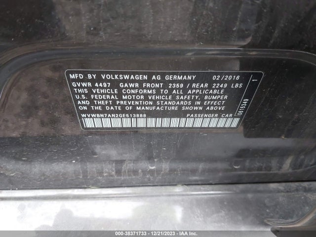 WVWBN7AN2GE513888 Volkswagen Cc 2.0t Sport