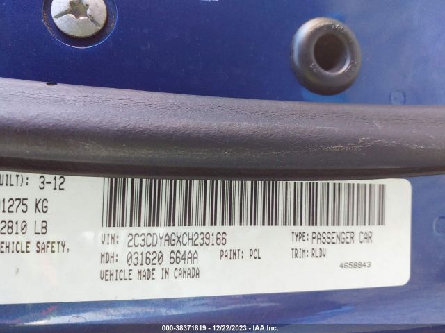 2012 DODGE CHALLENGER 2C3CDYAGXCH239166 Photo 8