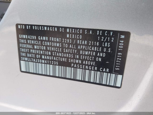 2013 VOLKSWAGEN JETTA 2.0L TDI VIN: 3VWLL7AJ3DM411235