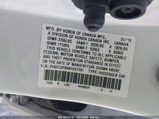 2HGFC2F85KH527591 Honda Civic Sport