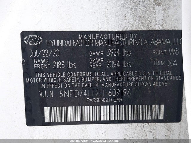 Hyundai ELANTRA SE 2020 5NPD74LF2LH609196 Image 9