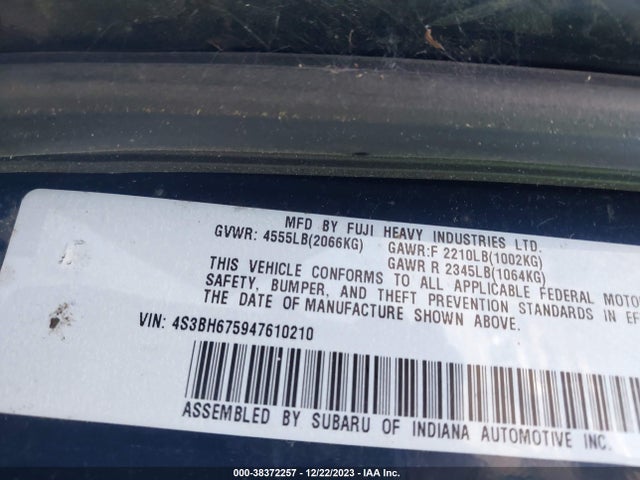2004 SUBARU OUTBACK VIN: 4S3BH675947610210