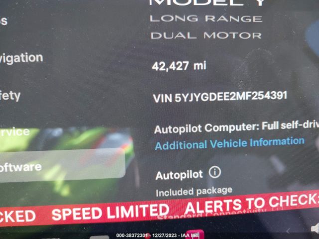 5YJYGDEE2MF254391 Tesla Model Y Long Range Dual Motor All-wheel Drive