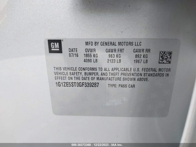 Chevrolet MALIBU 1LT 2016 1G1ZE5ST0GF339287 Image 9