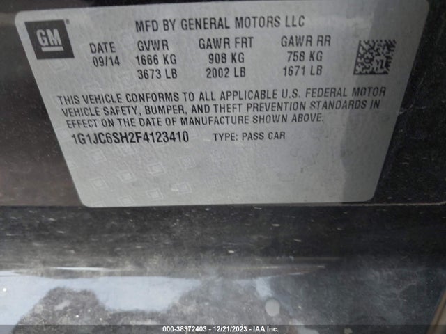 Chevrolet Sonic Lt Auto 2015 1G1JC6SH2F4123410 Image 9