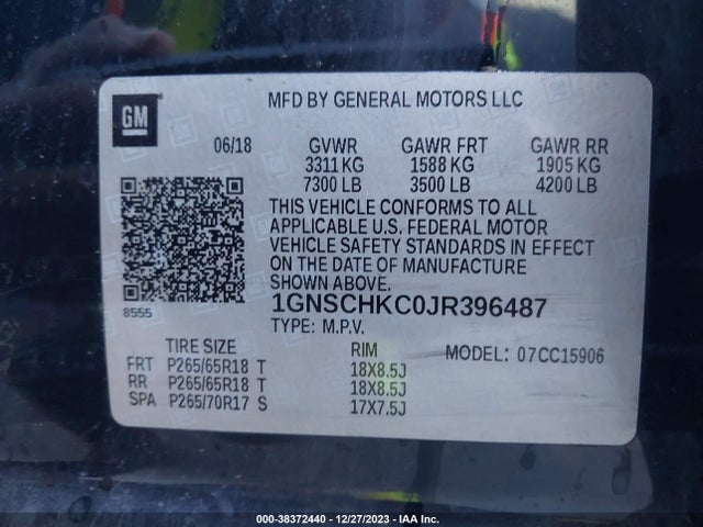 Chevrolet Suburban Lt 2018 1GNSCHKC0JR396487 Image 9