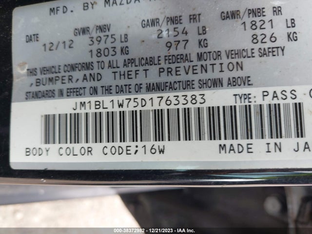 2013 MAZDA MAZDA3 I GRAND TOURING VIN: JM1BL1W75D1763383