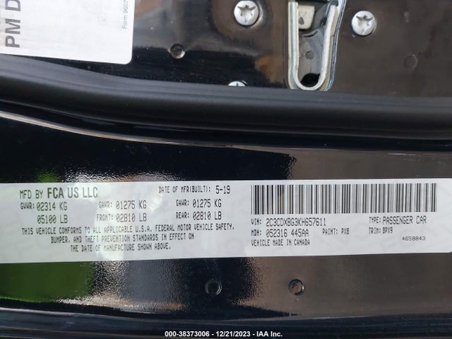 Dodge Charger Sxt Rwd 2019 2C3CDXBG3KH657611 Image 9
