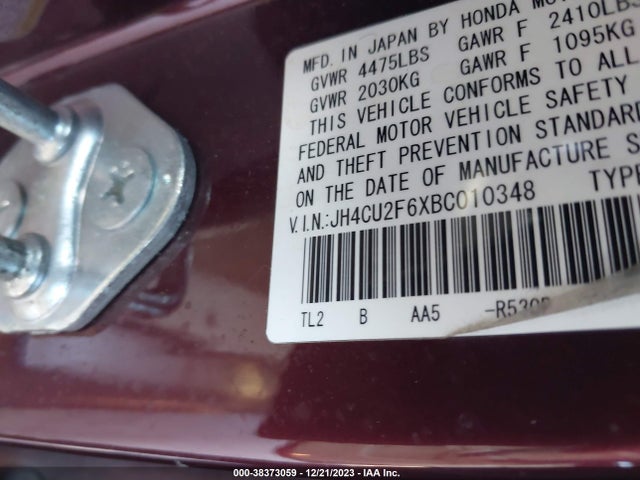 2011 ACURA TSX 2.4 VIN: JH4CU2F6XBC010348