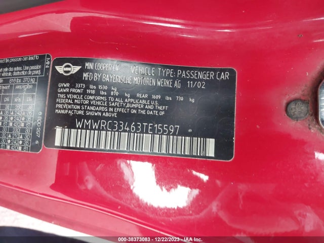 2003 MINI COOPER HARDTOP WMWRC33463TE15597 Photo 8