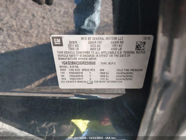 1GKS2BKC5GR250690 GMC YUKON SLT