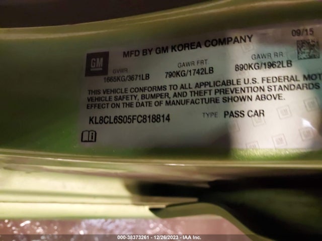 Chevrolet Spark Ev 2lt 2015 KL8CL6S05FC818814 Image 9