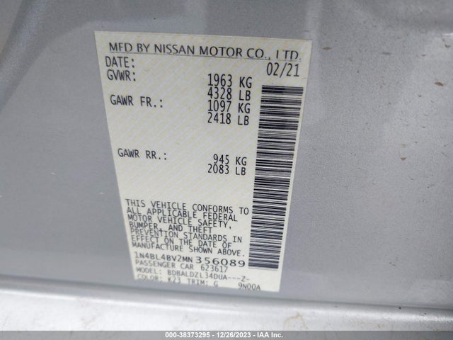Nissan Altima S Fwd 2021 1N4BL4BV2MN356089 Image 9