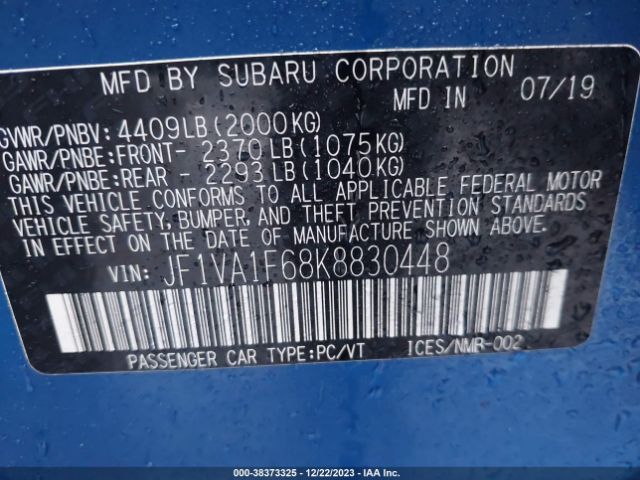 JF1VA1F68K8830448 Subaru Wrx Premium