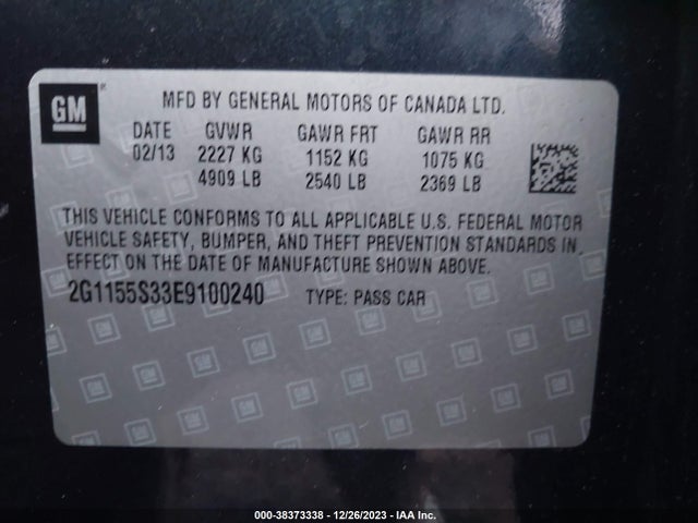 Chevrolet IMPALA 2LZ 2014 2G1155S33E9100240 Image 9