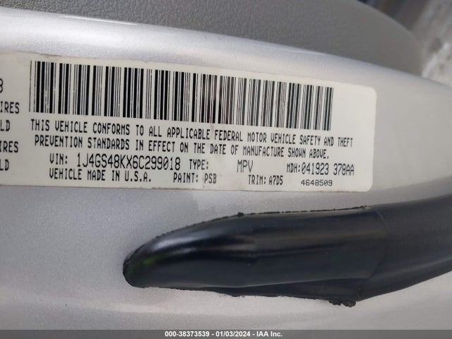 2006 JEEP GRAND CHEROKEE LAREDO VIN: 1J4GS48KX6C299018