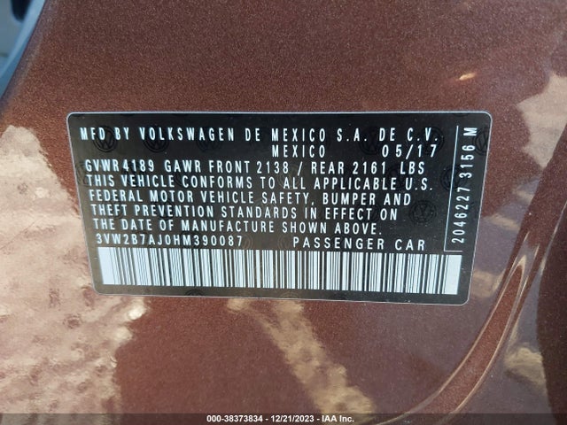 3VW2B7AJ0HM390087 Volkswagen Jetta 1.4t S