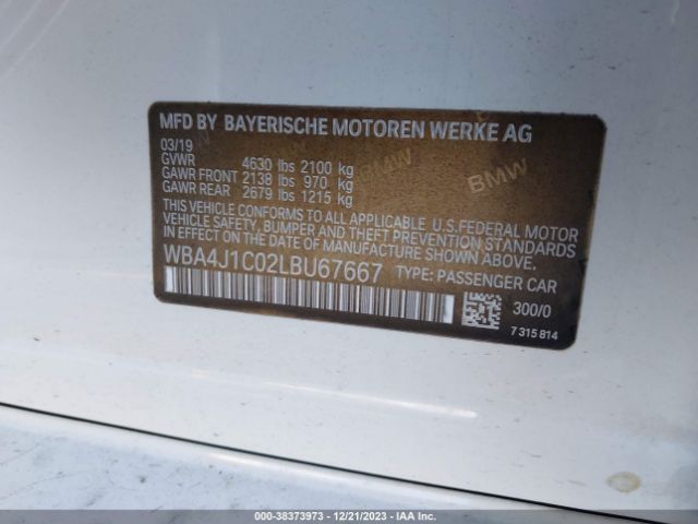 WBA4J1C02LBU67667 BMW 430i Gran Coupe