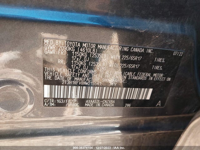 Toyota RAV4 LE 2022 2T3H1RFV8NW215541 Image 9