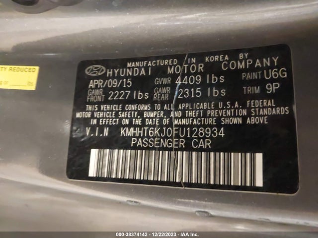 Hyundai Genesis 3.8 Base 2015 KMHHT6KJ0FU128934 Image 9