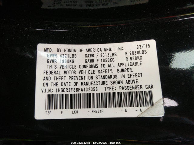 Honda Accord Ex-l 2015 1HGCR2F86FA132356 Image 9