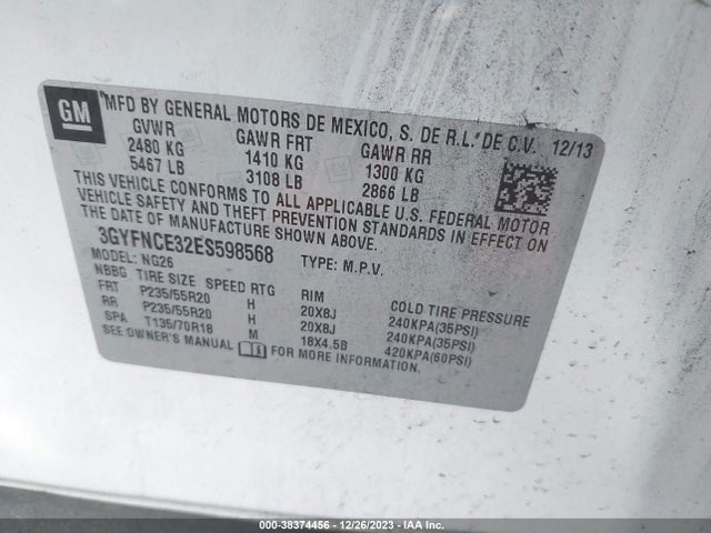 Cadillac Srx Performance Collection 2014 3GYFNCE32ES598568 Image 9