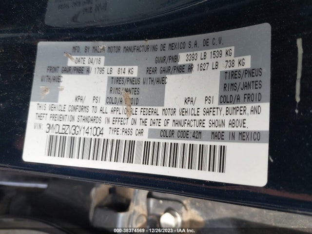 3MYDLBZV3GY141004 Scion IA