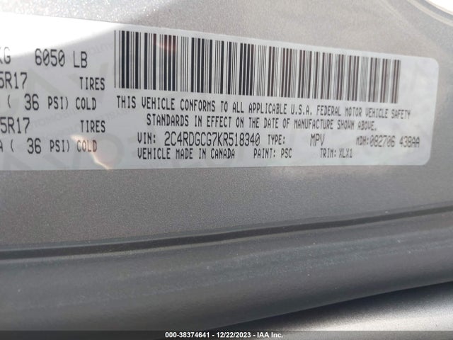 Dodge Grand Caravan Sxt 2019 2C4RDGCG7KR518340 Image 9