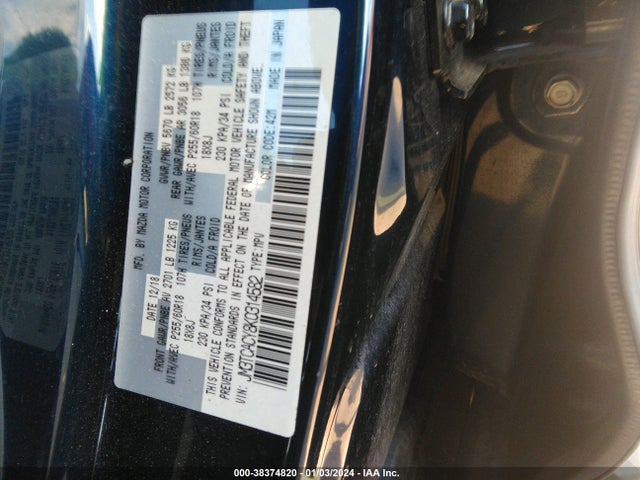2019 MAZDA CX-9 TOURING VIN: JM3TCACY8K0314582