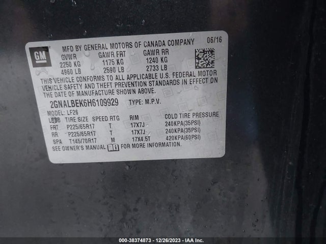 Chevrolet EQUINOX LS 2017 2GNALBEK6H6109929 Image 9