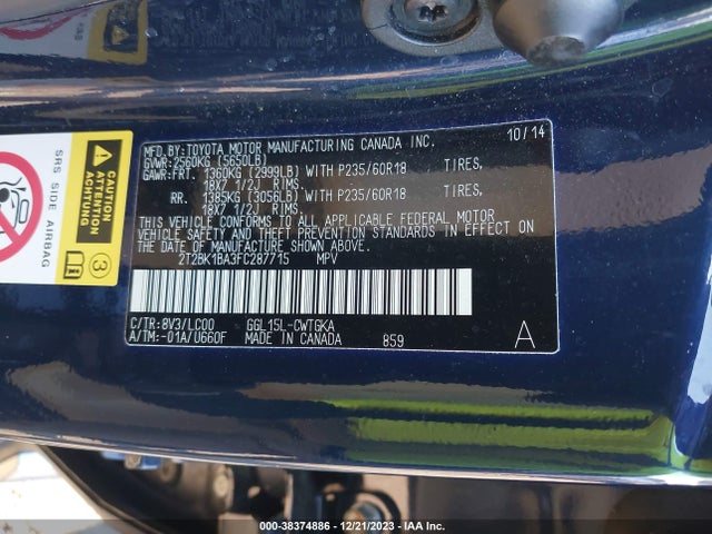Lexus RX 350 2015 2T2BK1BA3FC287715 Image 9