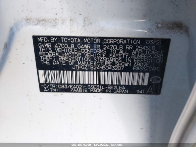 2021 LEXUS IS 350 JTHGZ1B24M5043207 Photo 8