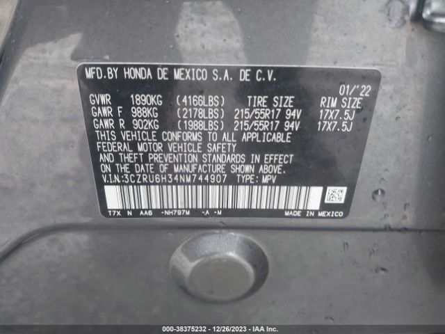3CZRU6H34NM744907 Honda Hr-v Awd Lx