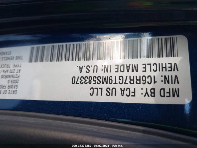 RAM 1500 Classic Warlock  4x4 6'4 Box 2021 1C6RR7GT9MS583370 Image 9