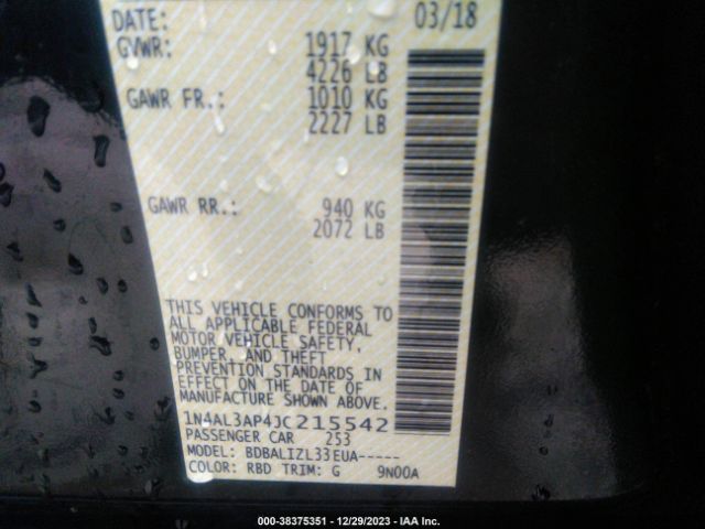 1N4AL3AP4JC215542 Nissan Altima 2.5 Sv