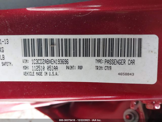 1C3CDZABXEN193696 Dodge AVENGER SE