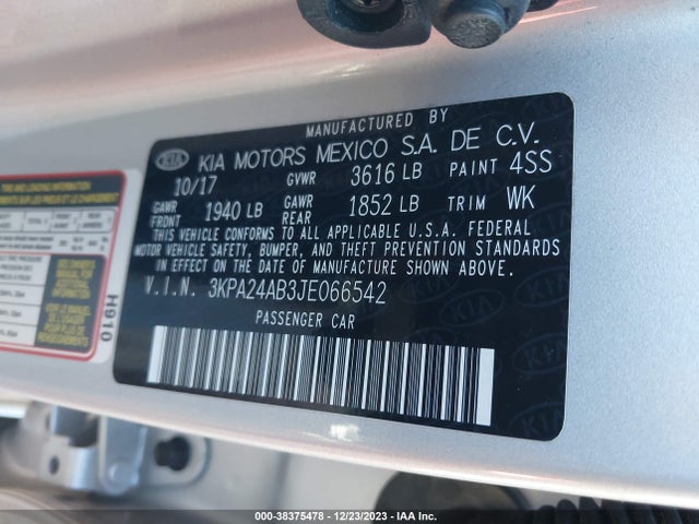KIA RIO LX 2018 3KPA24AB3JE066542 Image 9