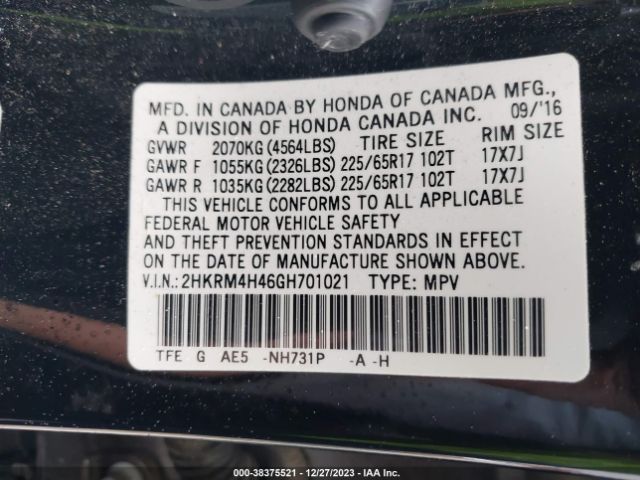 2HKRM4H46GH701021 Honda CR-V SE