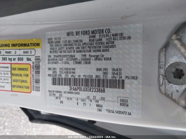 3FA6P0LUXER233868 Ford Fusion Hybrid Se