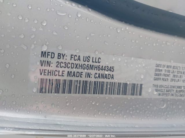 2C3CDXHG6MH644345 Dodge Charger Gt Rwd