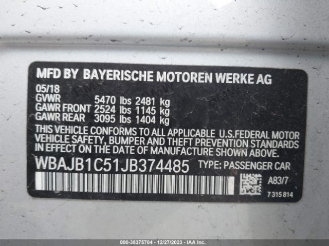 WBAJB1C51JB374485 BMW 530e Xdrive Iperformance