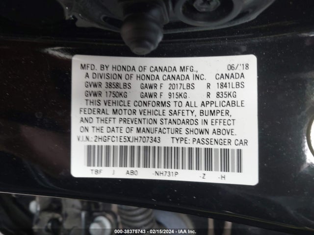 Honda CIVIC SI 2018 2HGFC1E5XJH707343 Image 9