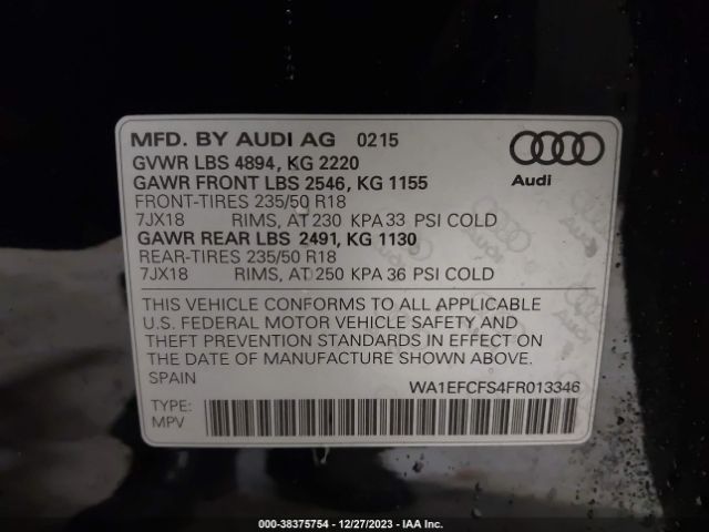 WA1EFCFS4FR013346 Audi Q3 2.0t Premium Plus