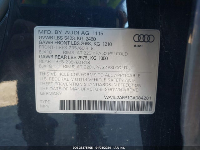 WA1L2AFP1GA084281 Audi Q5 2.0t Premium