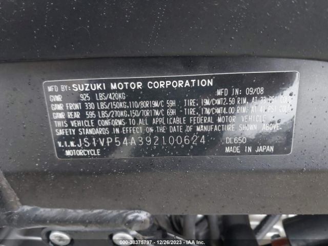 2009 SUZUKI DL650 JS1VP54A392100624 Photo 9
