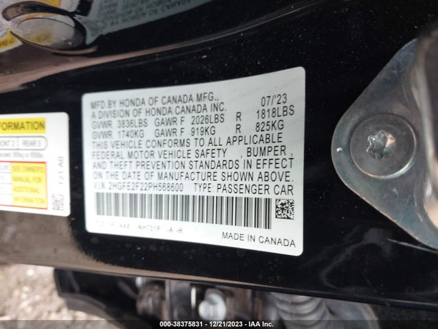Honda Civic Lx 2023 2HGFE2F22PH568600 Image 9