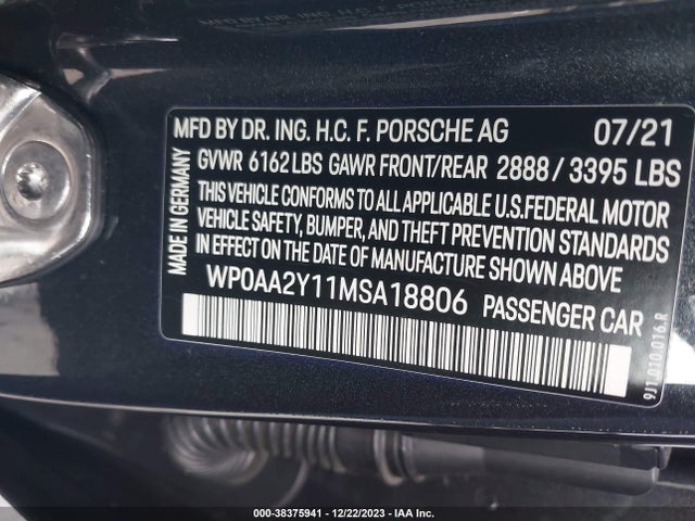 2021 PORSCHE TAYCAN WP0AA2Y11MSA18806 Photo 8